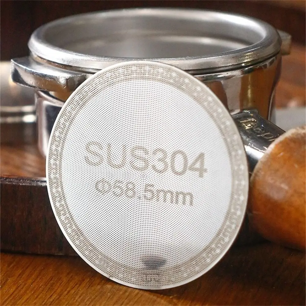 Durable 51/53/58, 5mm pantalla de disco de café filtro de café de doble capa de acero inoxidable cesta de filtro portátil de café reutilizable