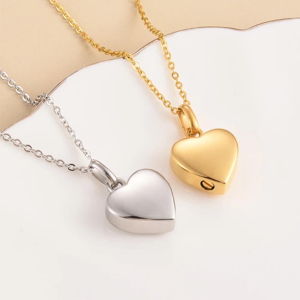 Custom Cremation Jewelry Memorial Urn Necklace For Ashes Holder Stainless Steel Blank Love Heart Pendant Engravable Keepsake