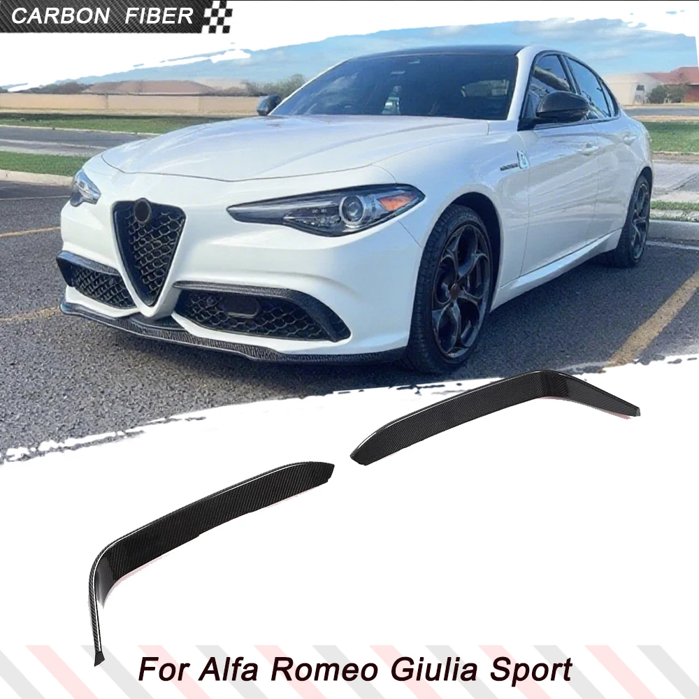 

Carbon Fiber Car Front Bumper Canards Fins Fog Light Covers for Alfa Romeo Giulia Sport 2016-2021 Car Front Splitters Body Kits