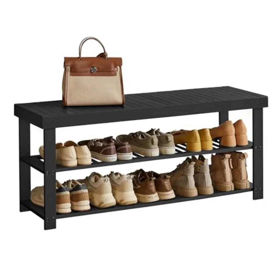 

Банкетка-обувница 3-ярусная из бамбука, органайзер для обуви, скамья для прихожей, выдерживает до 130 кг, 28,7 x 109,9 x 45,2 см, черный цвет, для дома