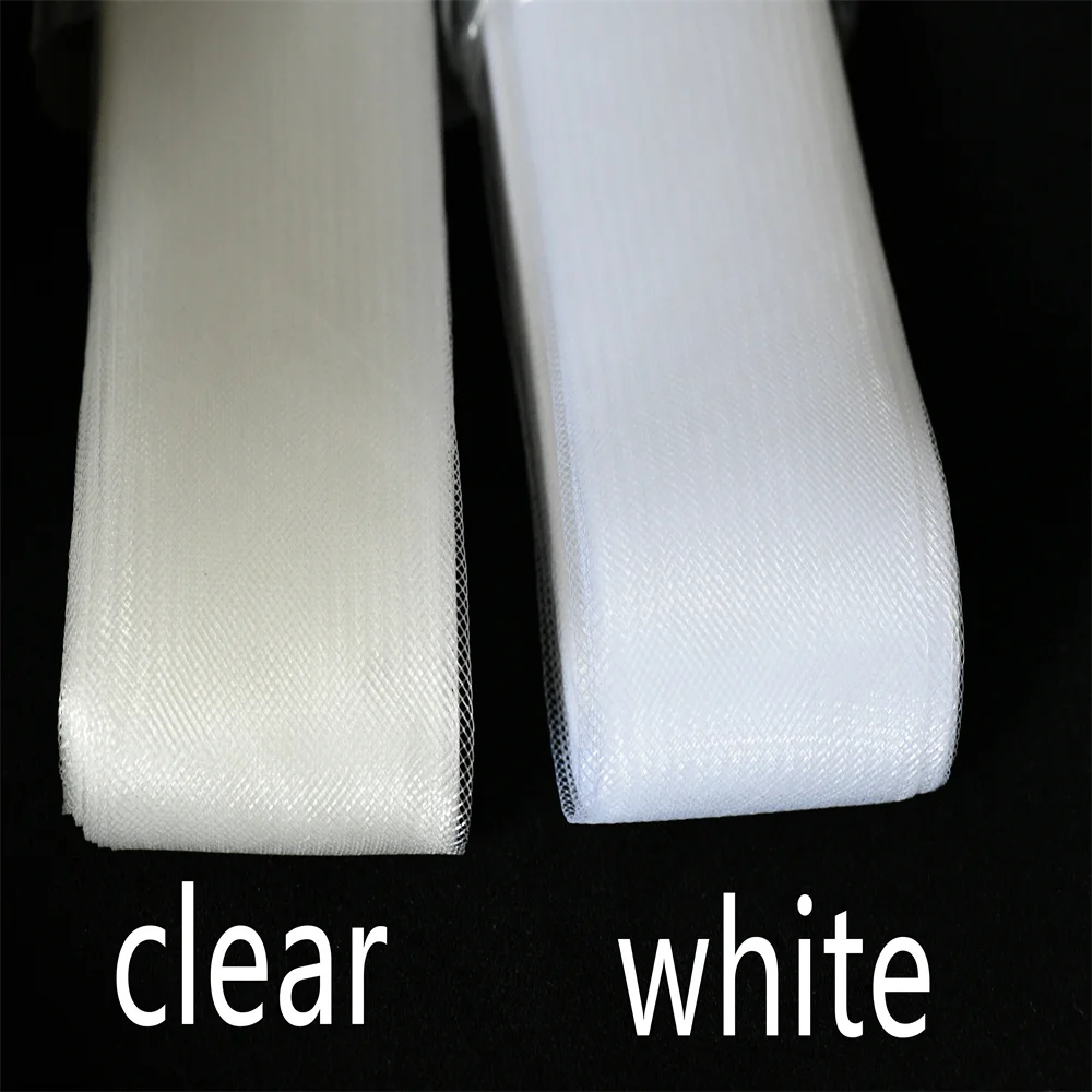 CLear white color Soft  hard Crinoline for wedding dress horsehair braid Polyester Mesh Fabric  crinolina clothing accessories