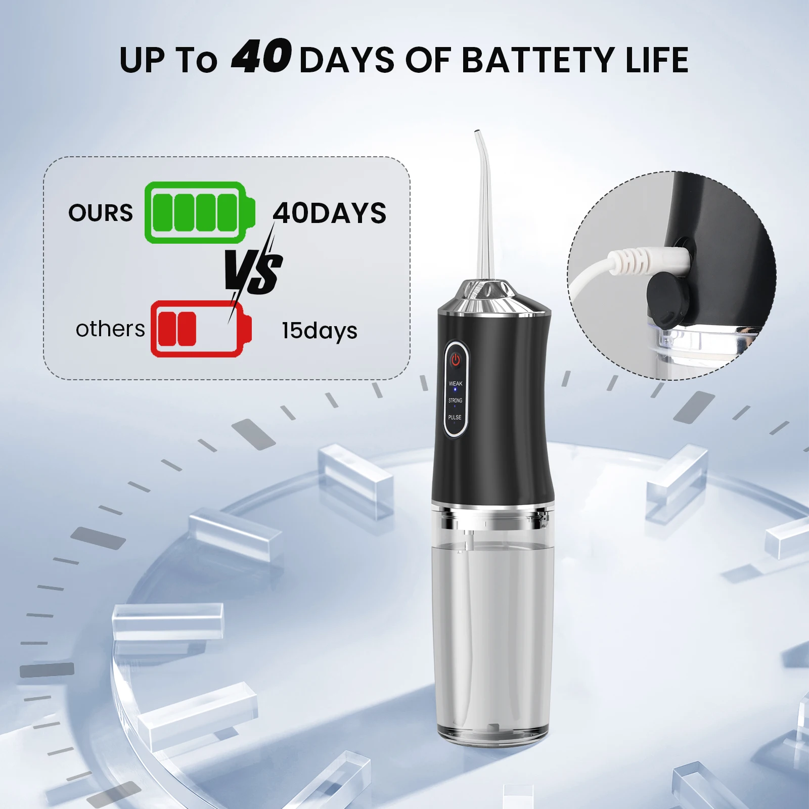 المحمولة جهاز تنظيف الأسنان بالماء عن طريق الفم الري USB قابلة للشحن المياه الخيط النفاثة خلة أسنان 8 نصائح 220 مللي غسالة الفم