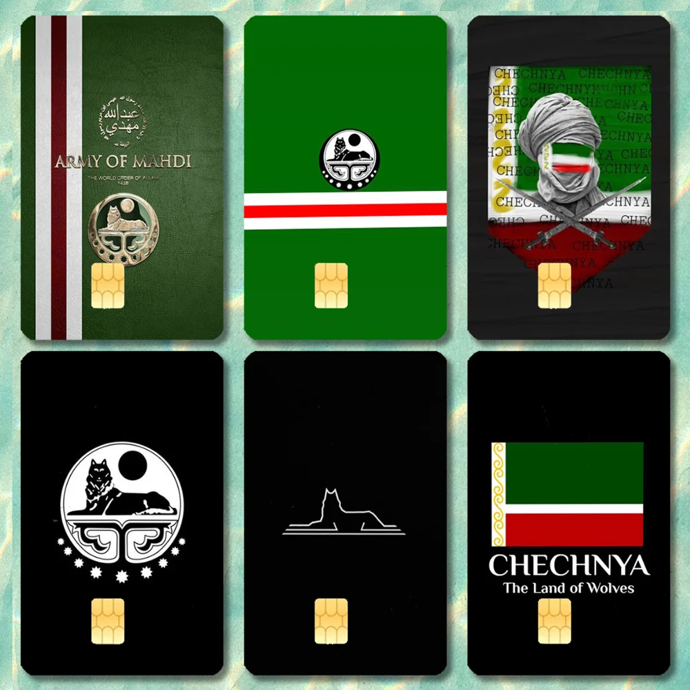 

Chechnya Flag Stickers Cartoon Credit Card Visa Debit Bank Charge Card Bus Metro Waterproof Sticker Decal Decoration