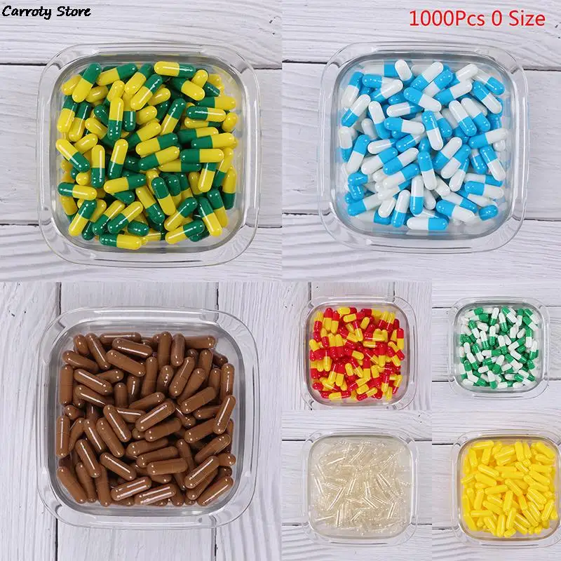 1000Pcs Empty Hard Vacant Gelatin Capsule Size 2# Gel For Medicine Pills Refill Storage