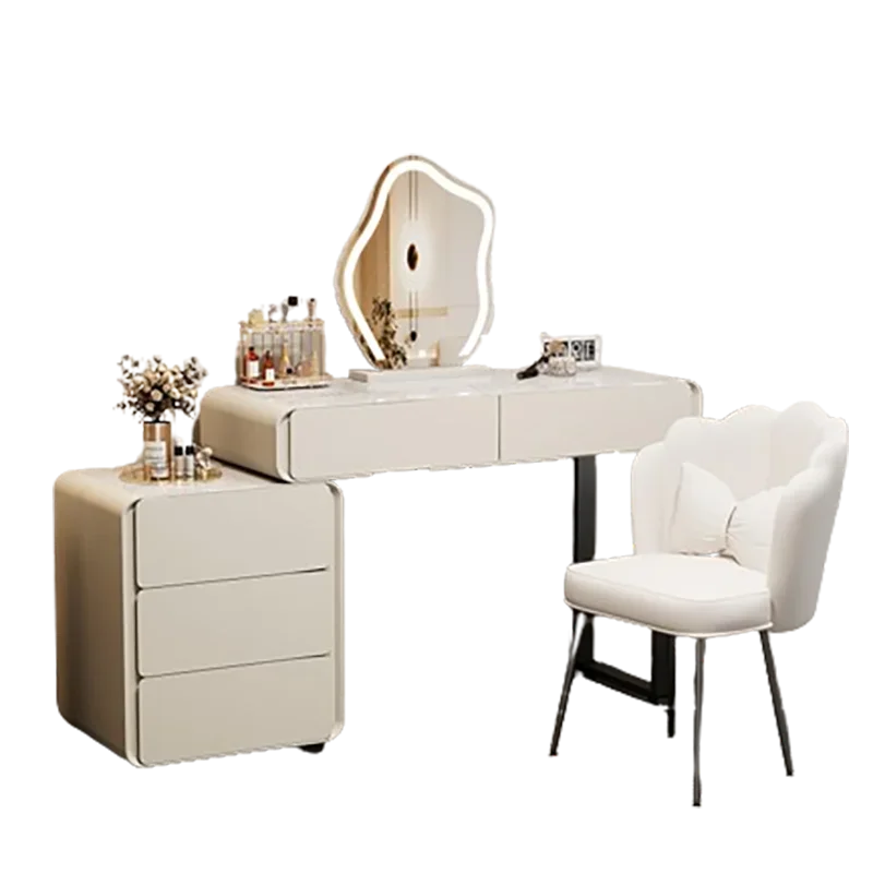 Luxury White Dressing Table Aesthetic Mirror Modern Makeup Dressing Table Stylish Chair Tocador Maquillaje Con Espejo Furniture