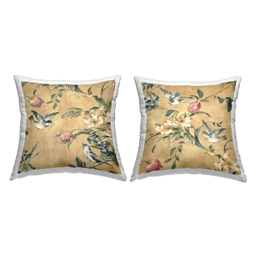 

Industries Traditional Birds Floral Branches Printed Throw Pillow Design by Reneé Campbell Set of 2