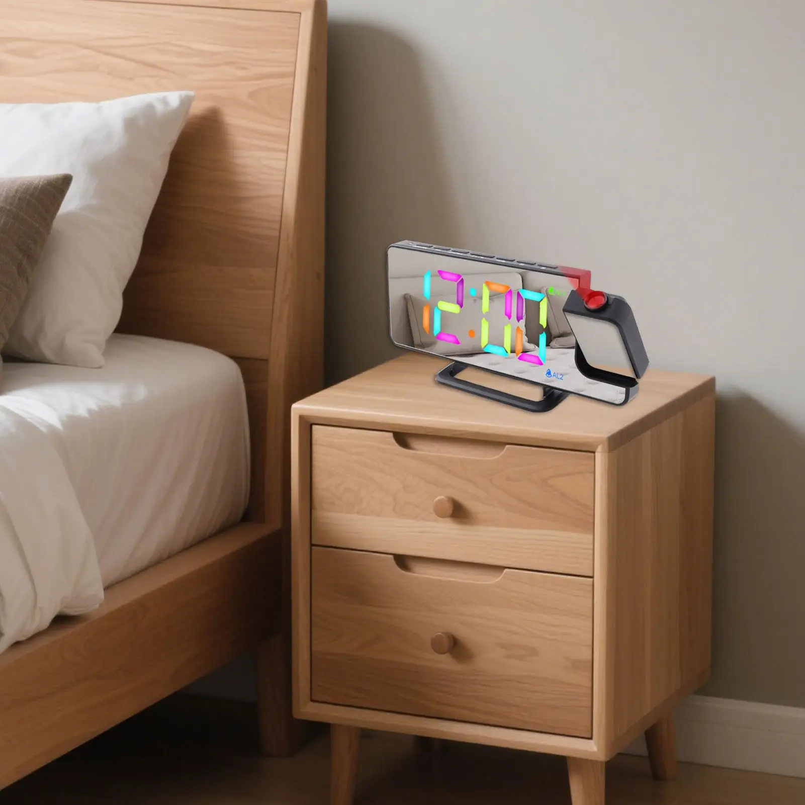 

Projection Clock RGB Mood Lighting Alarm Smart LED Display Projection Clock With RGB Lighting For Bedside Nightstand Desk