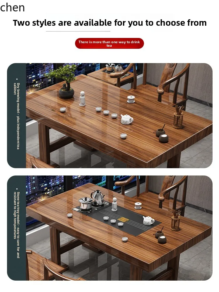 Balcony Solid Wood Large Board Tea Table and Chair Set New Chinese Style Living Room  Office Tea Brewing Table