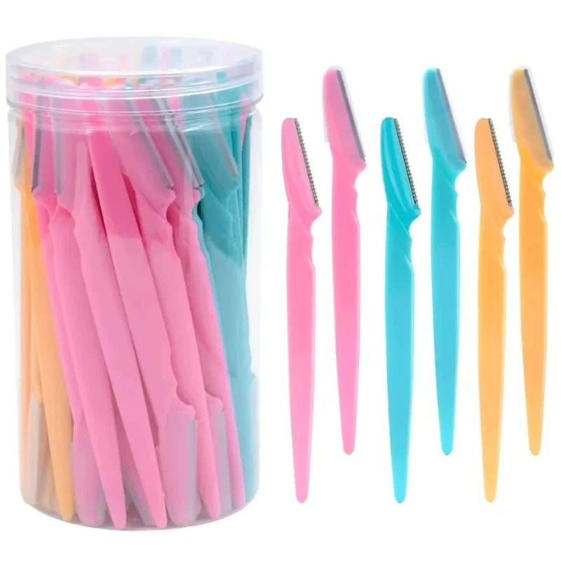 30 Pcs/bottle Eyebrow Knife DIY Makeup and Beauty Tools Eyebrow Trimmer Tool Supplies Multi-color Optional Manual Use