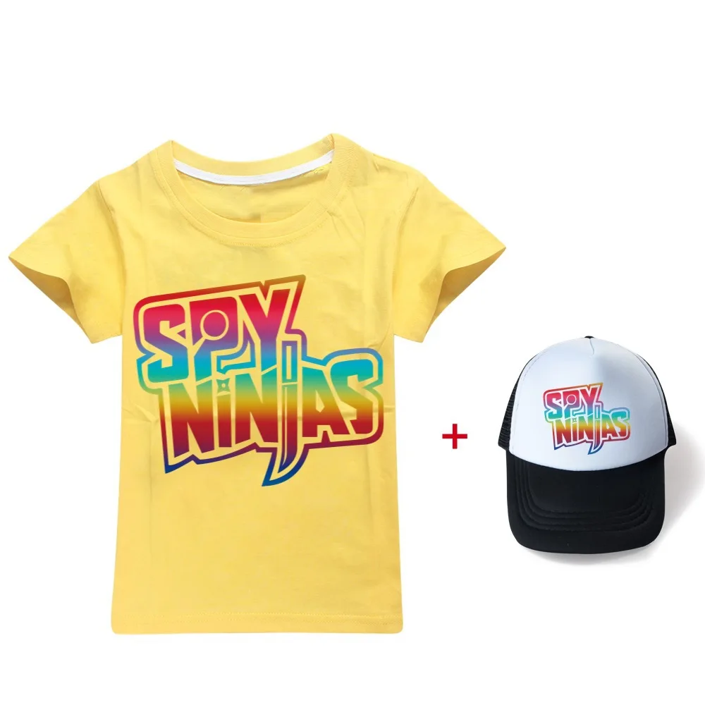 SPY NINJAS Summer Matching Boys Short Sleeve T-shirt Hat Cotton Kids Clothes Boys 2-16Y Girls Summer Clothes Toddler Kids Shirts