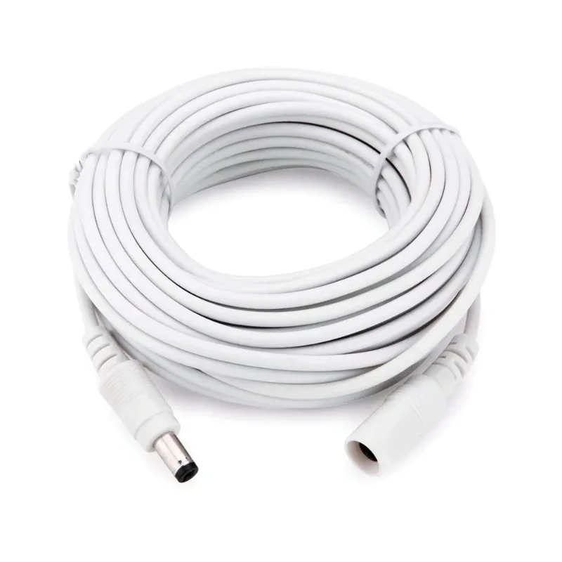 

Copper DC Power Extension Cable 12V White 10M Extender Cord 2.1x 5.5mm Female to Male For LED Strip Camera