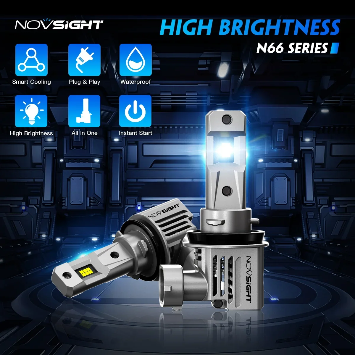 NOVSIGHT H11 LED Bulbs H7 H4 H8 H9 9005 HB3 9006 HB4 Car Headlight Bulbs 80W 18000LM LED 12V 6500K White Super Bright Headlamps