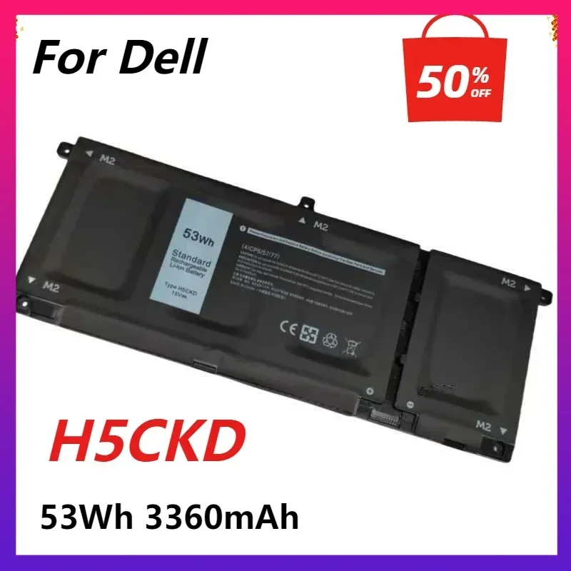 

Новая аккумуляторная батарея H5CKD для ноутбуков Dell Inspiron 5502, 5409, 5505, 5400, 2-IN-1, 7506, 3410, 3510, 9077G, P129G, P102F, 5401, 5509, 5408, 53WH