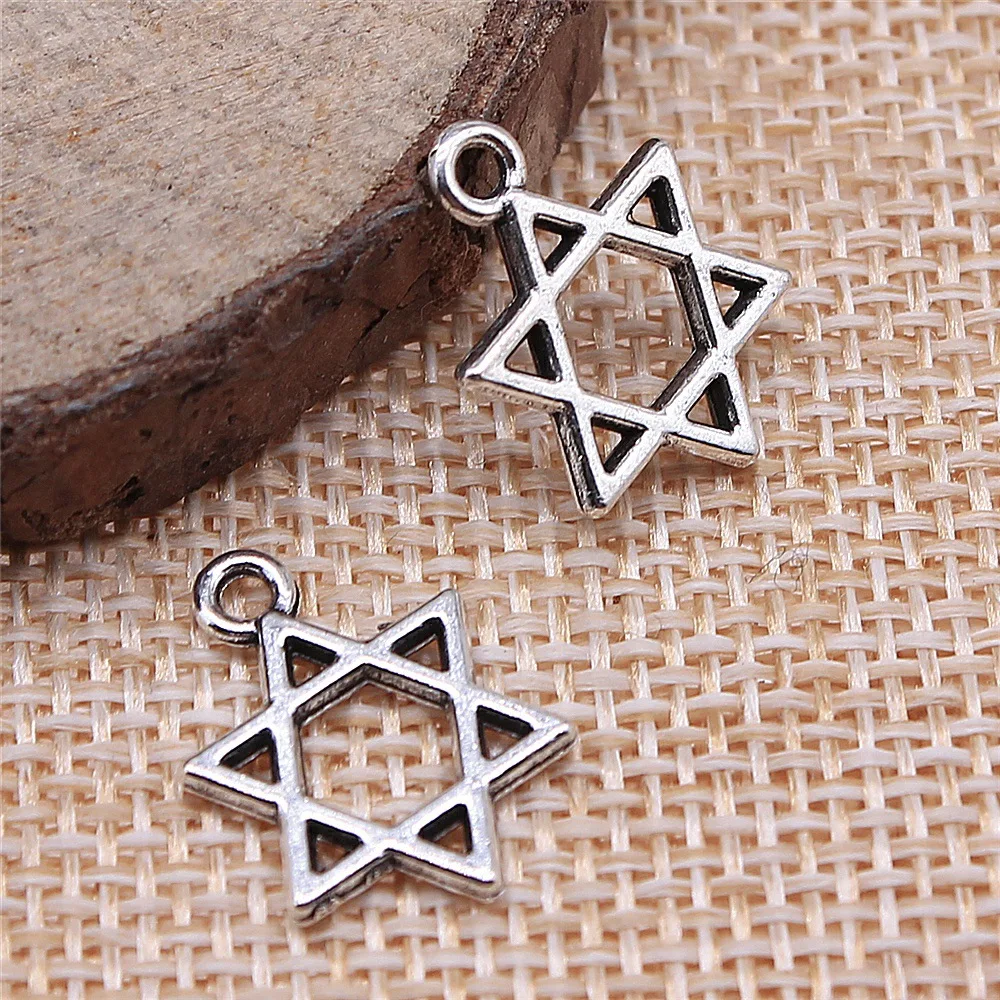 30Pcs/Lot 17x13mm Hexagram Star Of David Charms Pendants For Jewelry Making DIY Jewelry Findings Jewelry Accessories image 2