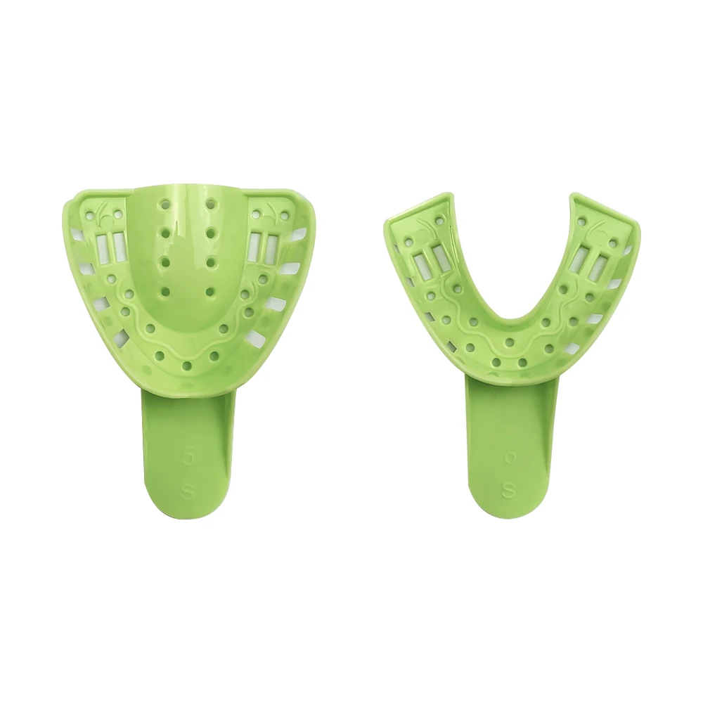 Disposable Plastic Dental Tray Green Impression Mold Removal High-temperature Resistant Tray Oral Care Accessories 10pcs