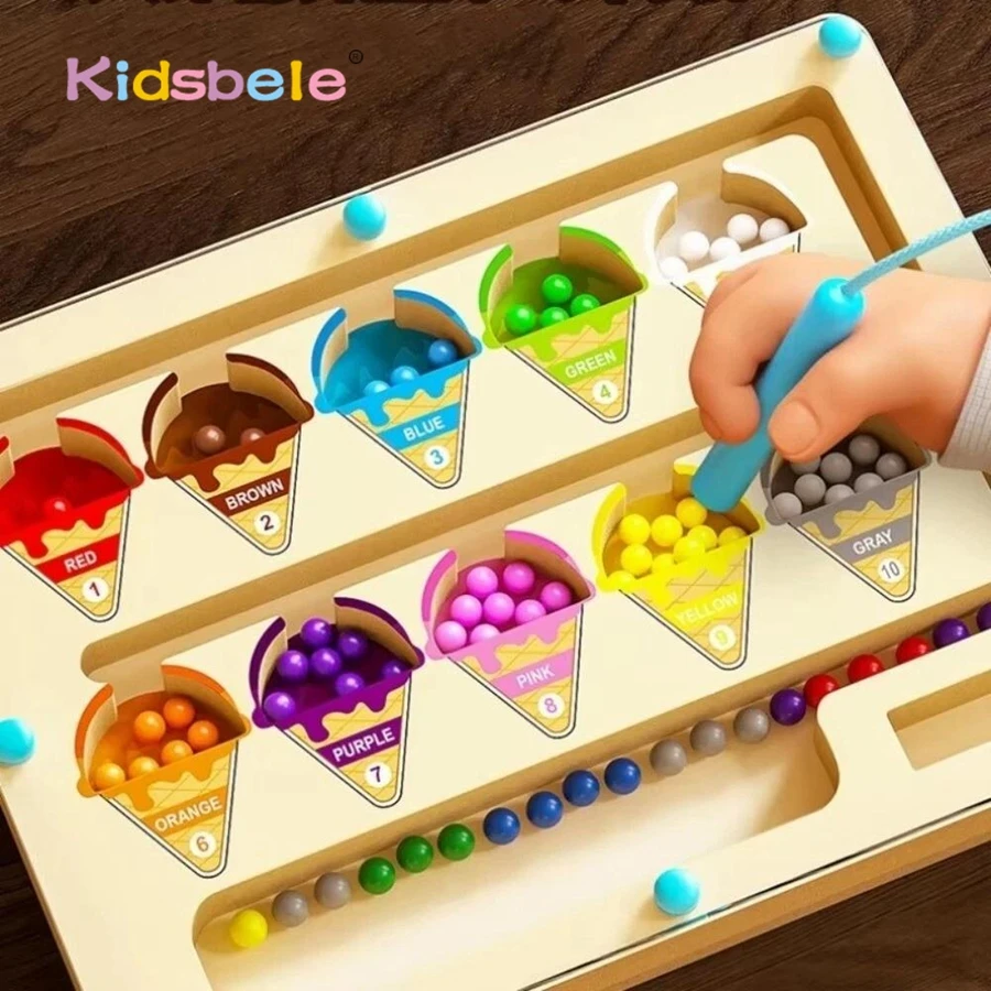 Giocattolo labirinto con perline di legno per bambini – Gioco di montagne russe in filo colorato per l'apprendimento precoce e la coordinazione