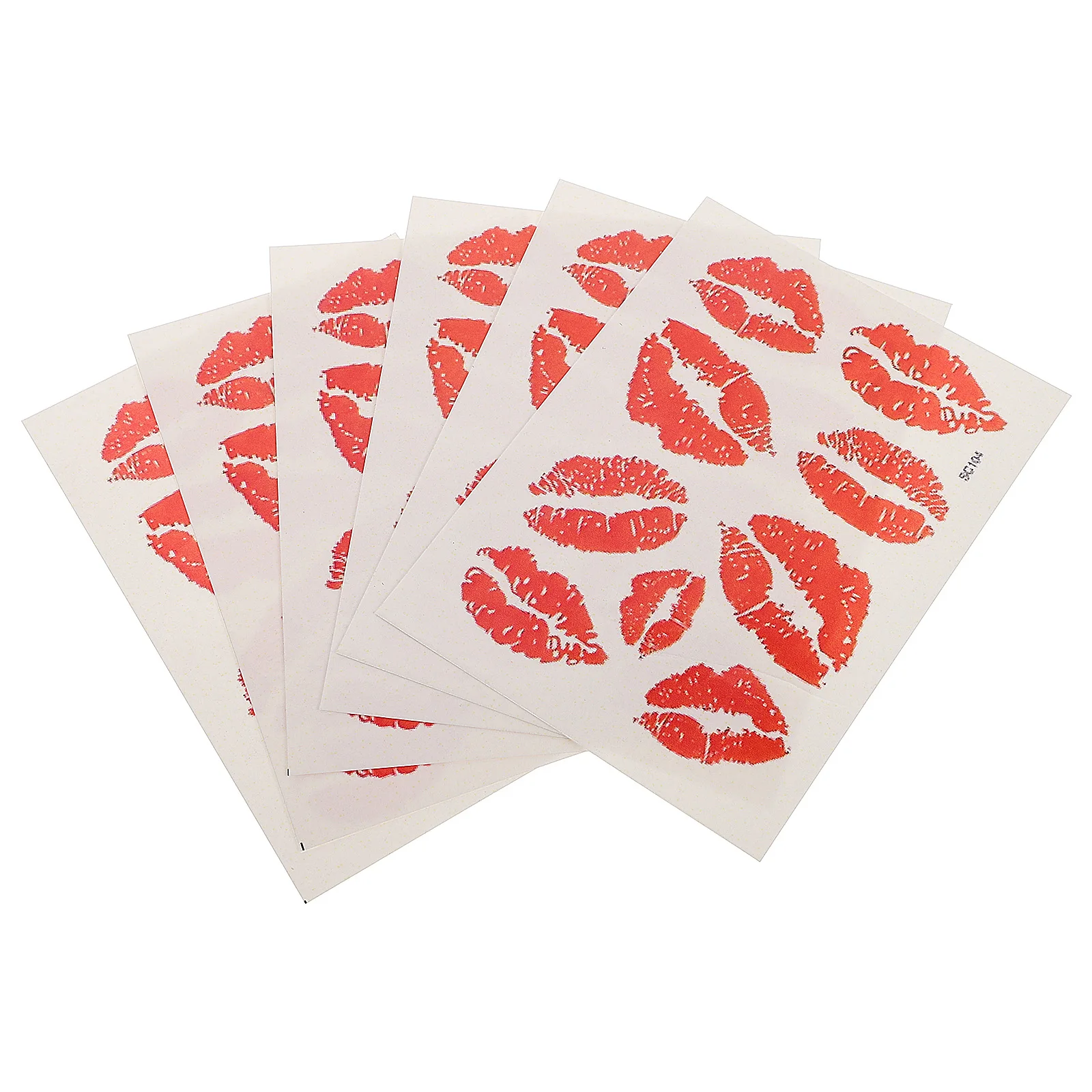 

6 Pcs Red Lip Temporary Tattoos Stickers Realistic Kiss Face Gloss Waterproof Body Decorations Safe Non-Toxic Skin Stickers deco