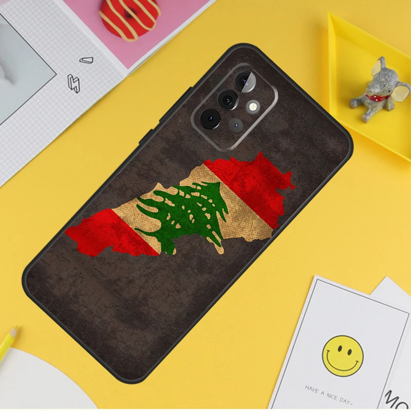 Lebanon Flag Map Phone Case For Samsung Galaxy A53 A33 A13 A12 A32 A52 A14 A34 A54 A15 A25 A35 A55 A71 A51