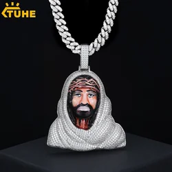 TUHE Copper Zircon Hip Hop Jewelry Jesus Pendant Brass 18k Plated 5A CZ Covered with Diamonds Men's Christmas Gift