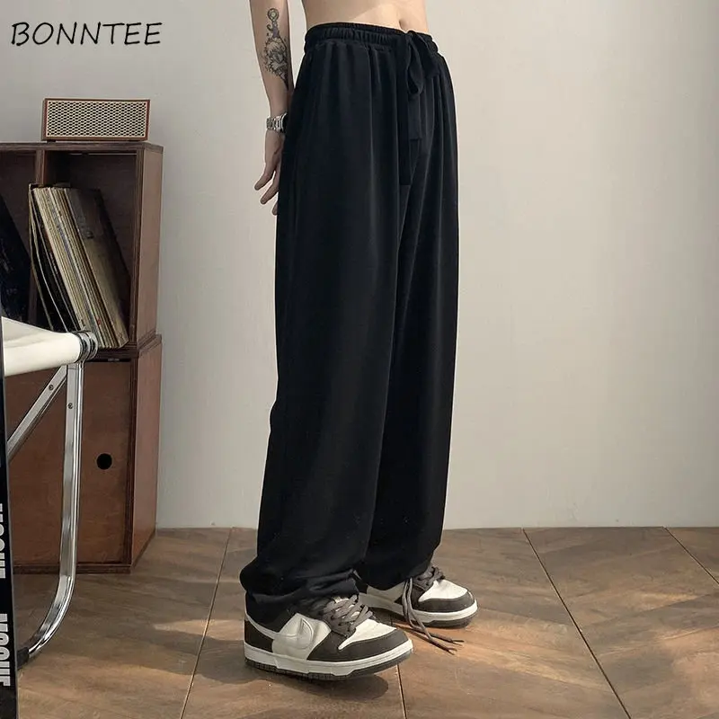 

Wide Leg Casual Pants Women Loose Sporty Style Students Ulzzang Basic Vintage BF Streetwear Full-length Smooth Spring Daily New