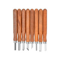 Wood Carving Tool Set Woodworking Wood Handle with Carrying Case 8 Pcs