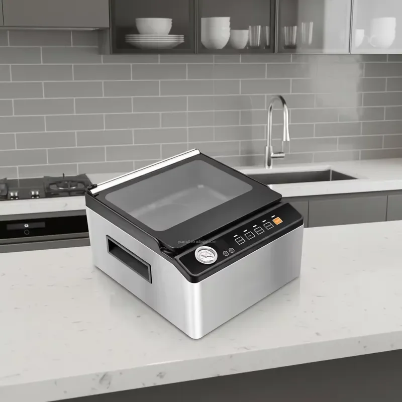 Commercial Household Stainless Steel Automatic Vacuum Sealing Machine Built-In Cutter 5.1-10L Capacity 220W Electric A+