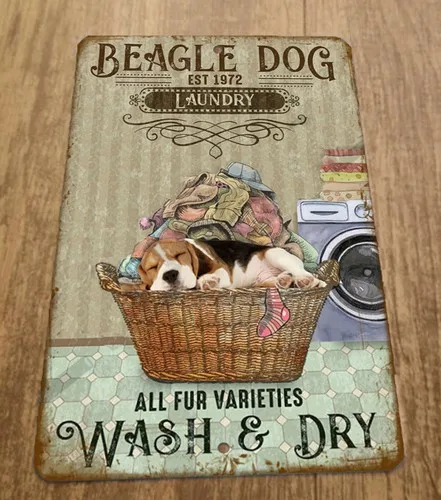 Beagle Dog Laundry 1972 Wash and Dry All Fur Varieties  Metal Wall Sign