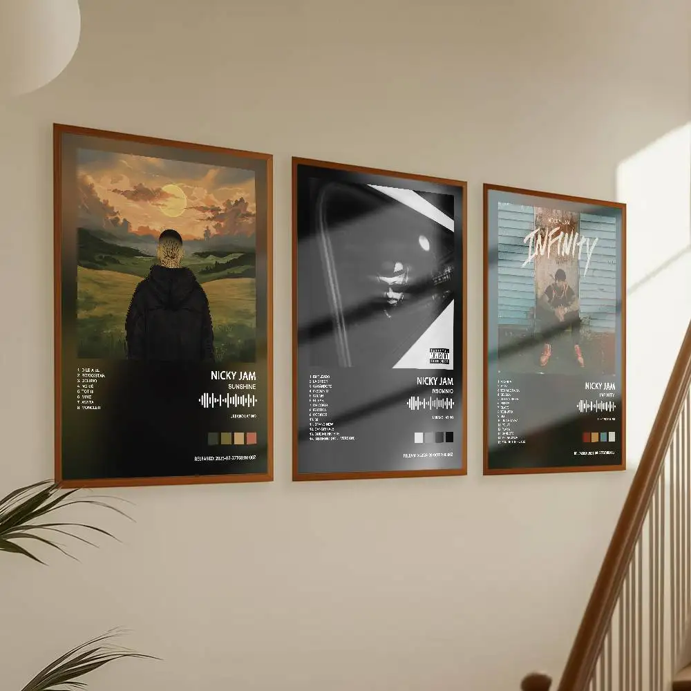 Nicky Jam Album Poster Album Art Cover Songs Music Rap Wall Waterproof Paper Sticker For Living Room Home Decor