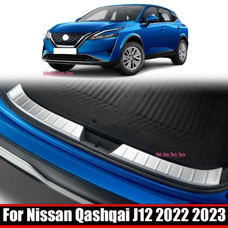 Abdo For Nissan Qashqai J12 2022 2023 Steel Inner Rear Bumper Foot Plate Tailgate Door Sill Scuff Guard Plate Sticker Accessorie