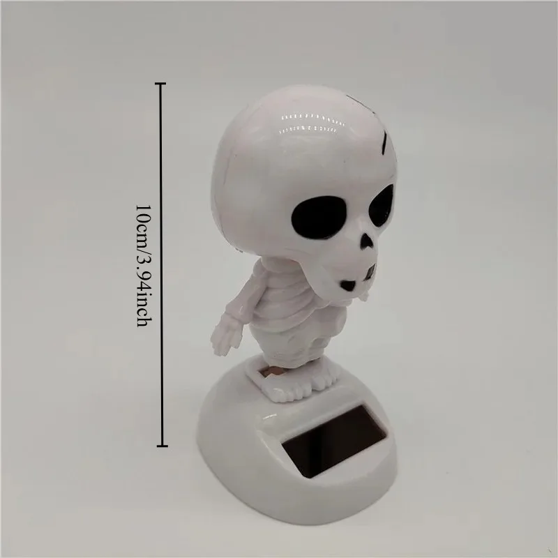 1PC Auto Trinket Accessories Fashionable Solar Power Swinging Skull Doll Creative Shaking Head Skeleton Car Decoration
