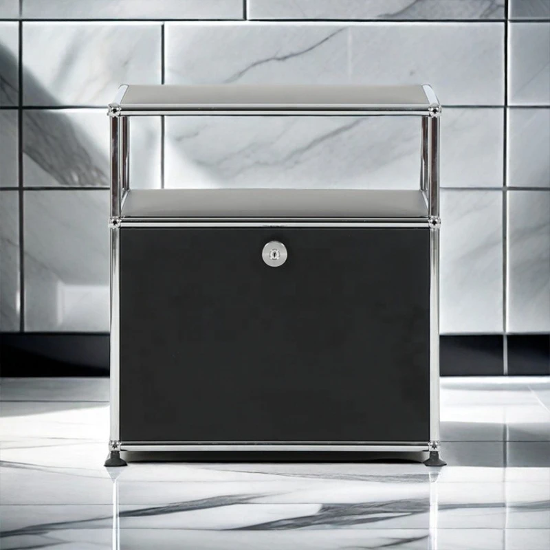 

Modern Nordic simple stainless steel bedside table, hotel bedroom home modular bedside table