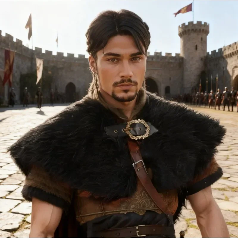 Kostuums en rekwisieten Viking bontmantel - Noorse wildernismantel met kunstbont voor historische re-enactments