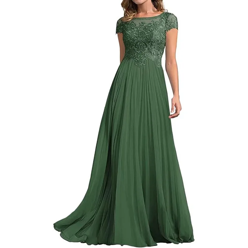 A Line تول مغرفة زين كم قصير فستان أم العروس ملابس السهرة الرسمية حفلة موسيقية طول الأرض سحاب حجم كبير #5