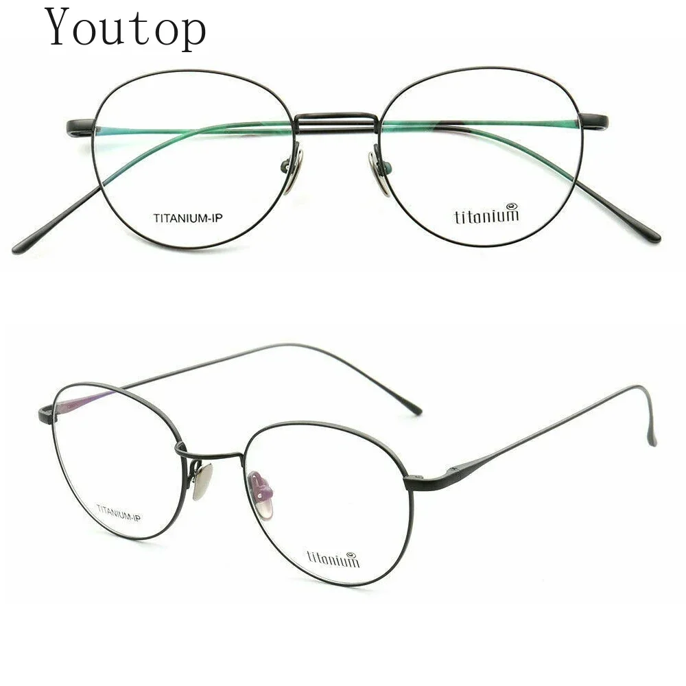 

Круглые женские оправы для очков, мужские оптические очки, оправа из чистого титана, классическая металлическая полная оправа, очки по рецепту, золото