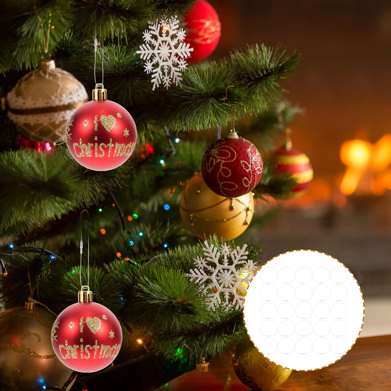 

200pcs Christmas Ball Hangers Snap Locking Ropes For Xmas Tree Ornament Hanging Diy Crafting Party Supply Decor