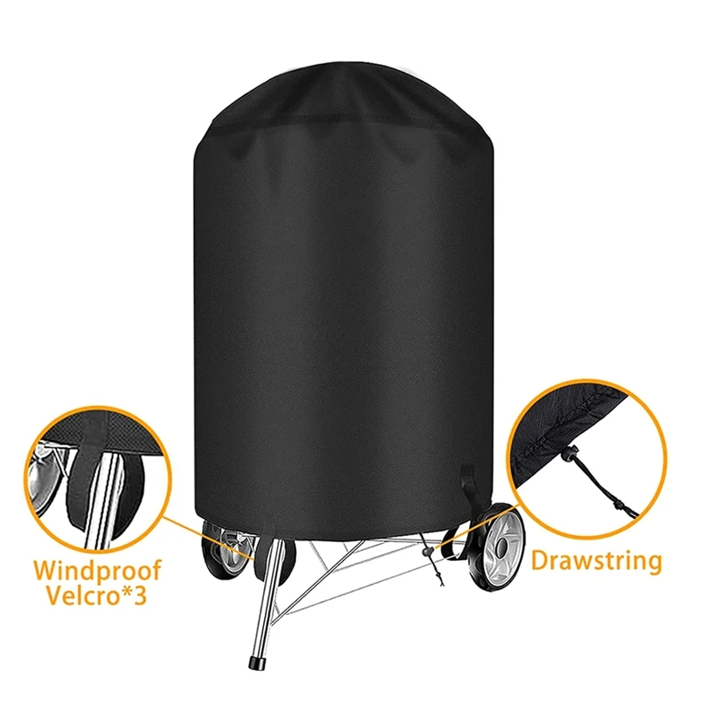 Grill Cover For 22 Inch Charcoal Kettle Outdoor Waterproof BBQ Cover For 22 Inch Charcoal Kettle Grills Black