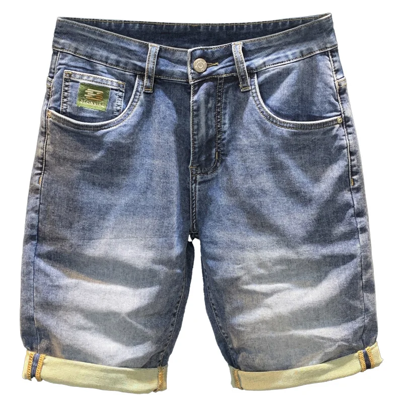 2025 new five quarter jeans men's summer thin straight tube retro trendy brand nostalgic casual denim five quarter pants