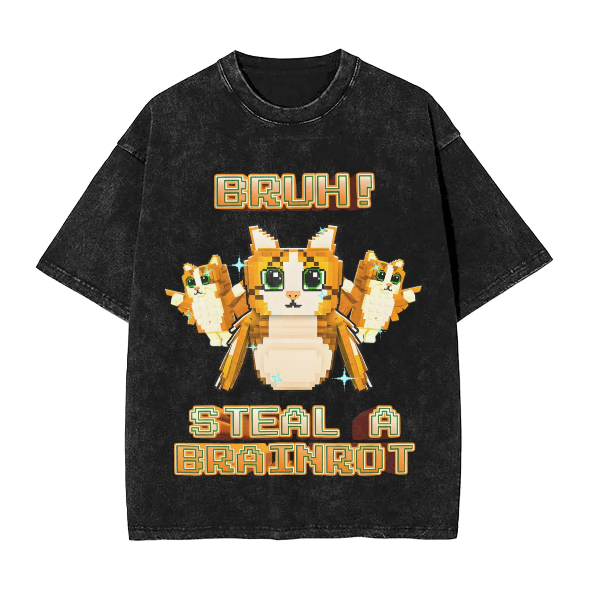 Bruh Og Meowl Brainrot Men T Shirts Washed  Funny Tees Short Sleeve Crew Neck T-Shirt 100% Cotton Gift Idea Clothes