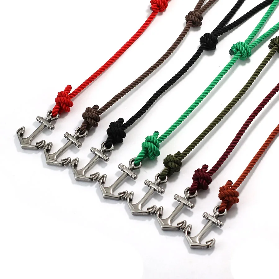Marine Style Anchor Bracelet For Men Handmade Adjustable Grade A String Braslet Beach Surfing Wrap Braclet Cycling Accessories