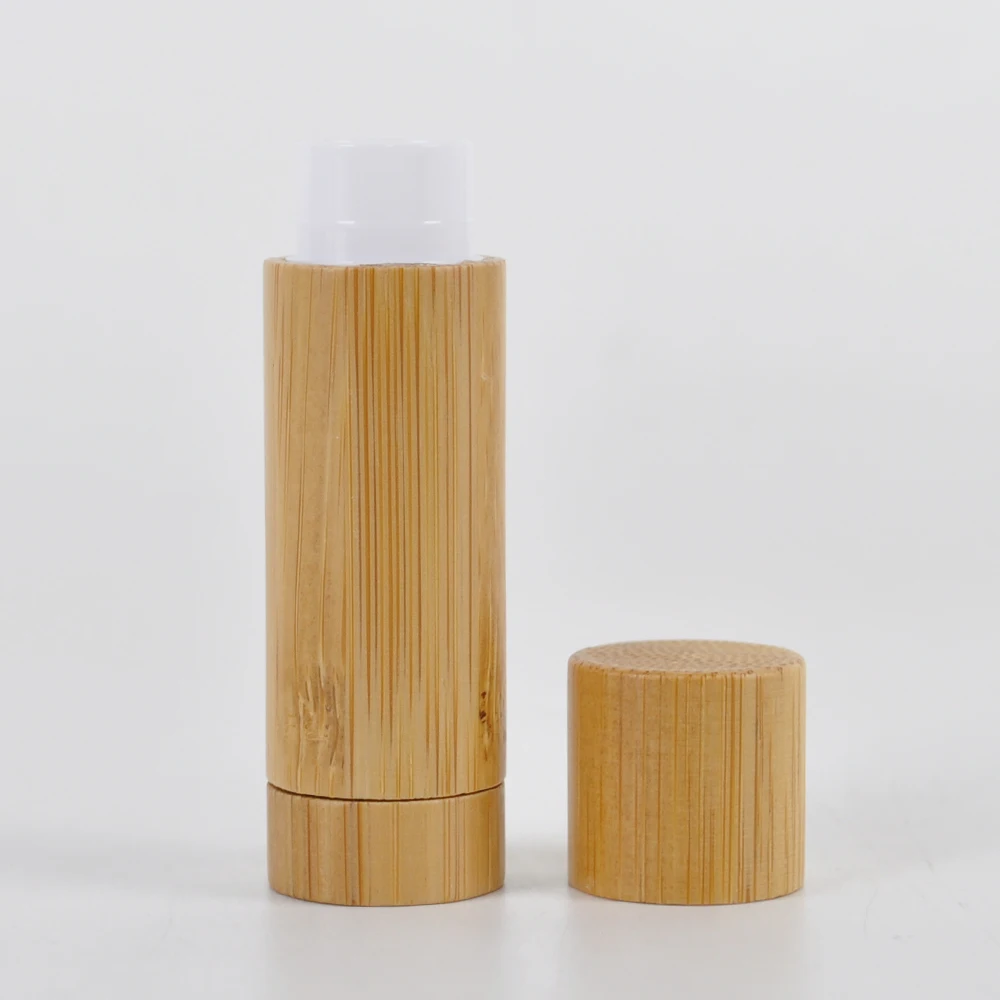 50pcs Bamboo Lip Balm Tubes,5.5g Refillable DIY Lip Balm Tube Containers Cosmetic Lipstick Lip Gloss Deodorant Case Holder