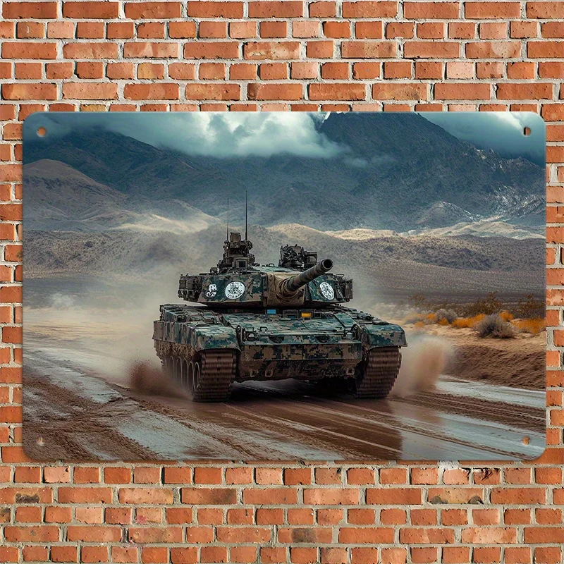 Vintage Metal Tank Art Poster - 8x12 inch vintage wall trim, pre-drilled, perfect for home, store or outdoor displays