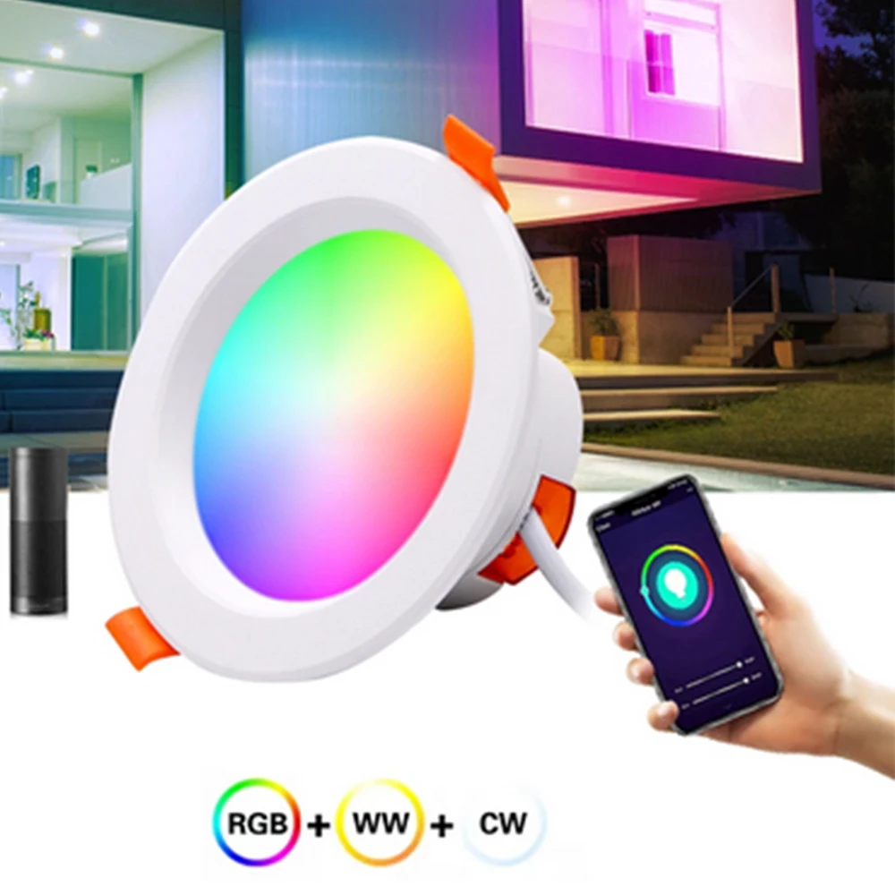 Tuya Bluetooth LED Downlight 10W RGB Full Color Changing Dimmable Ceiling Light Smart Life APP Remote Control AC85-265V