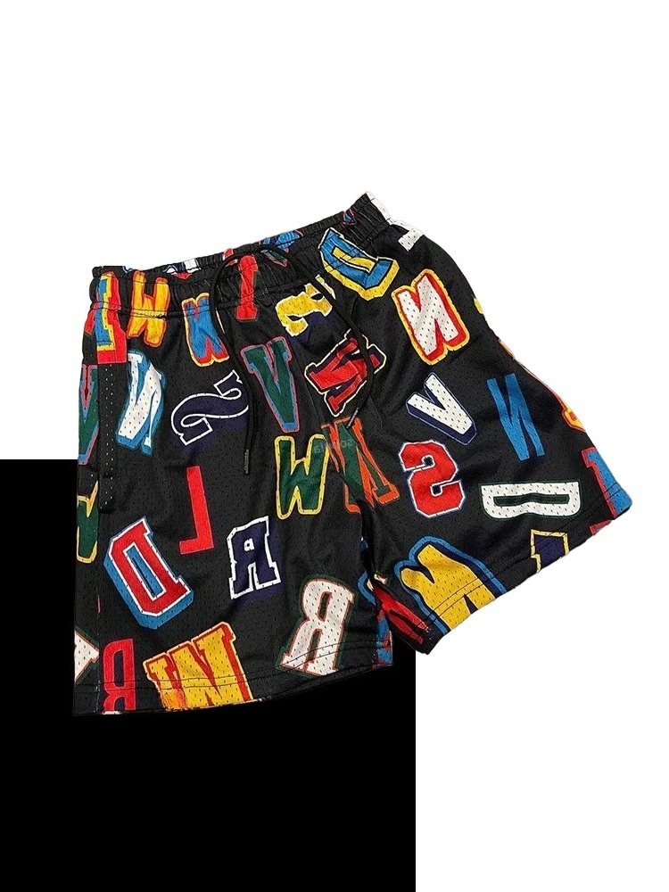 Color Letter Scrambled Print Beach Shorts Swimwear Casual Comfortable Summer Hip-Hop Shorts Fashion Casual Quick-dry Shorts Moto