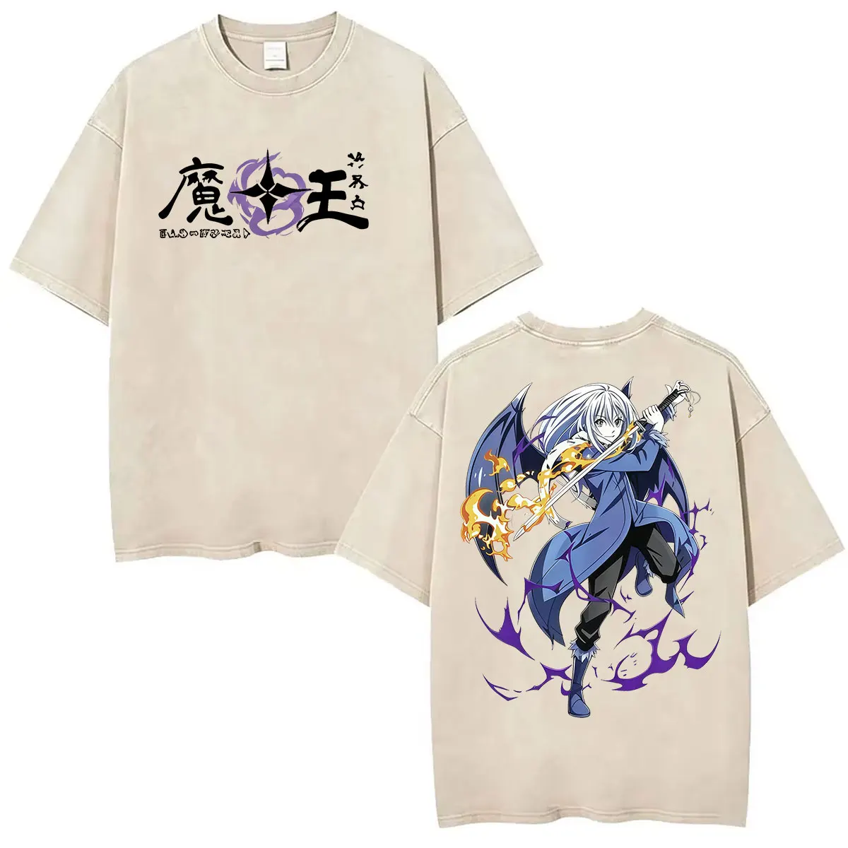 Anime That Time I Got Reincarnated As A Slime Vintage Washed T Shirts Men Women Harajuku Clothing Fashion Short Sleeve T-shirt