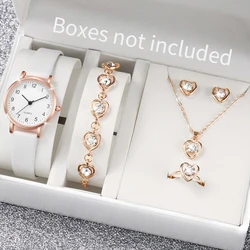 Fashionable Noble Women's Watch White Digital dial Quartz Watch Jewelry Set