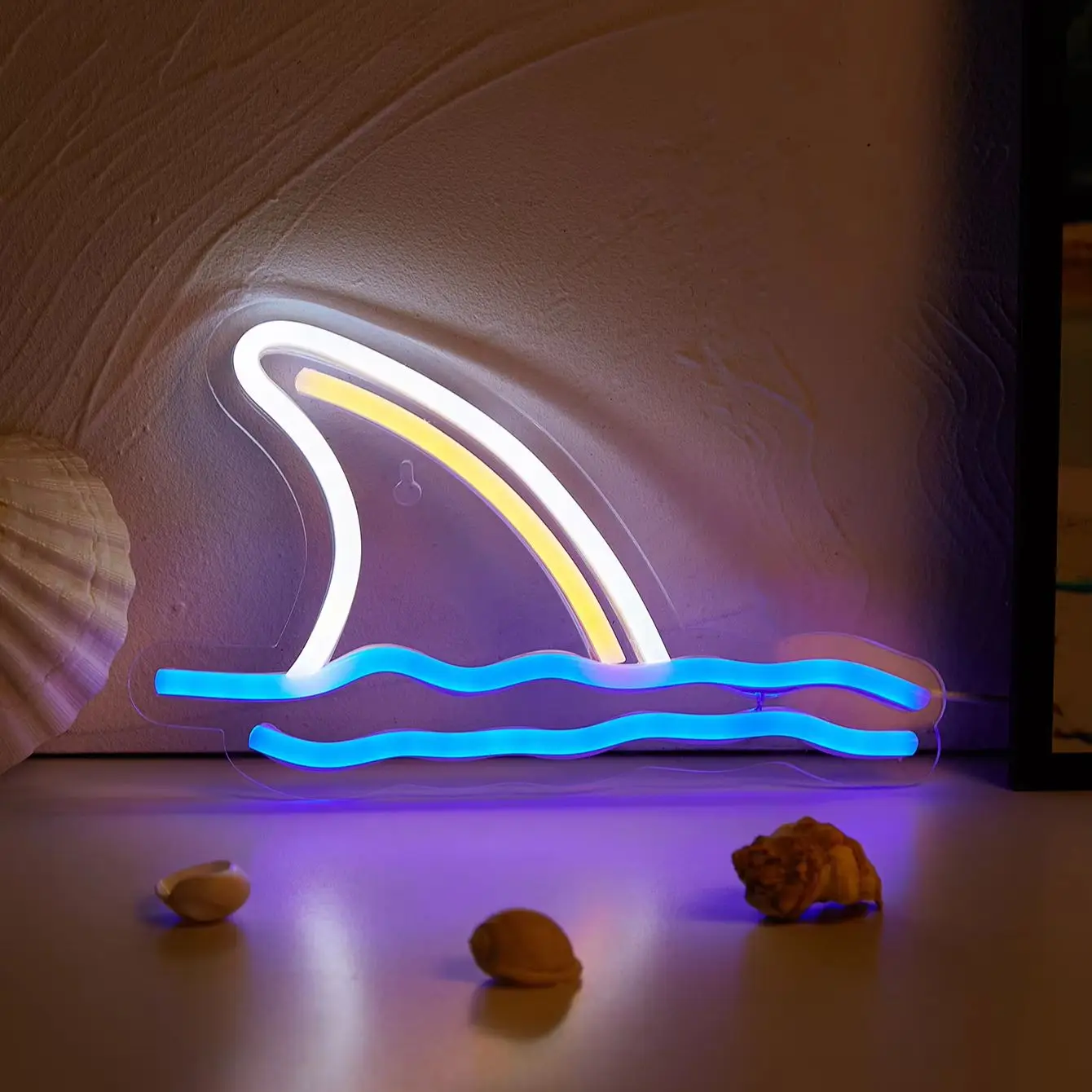 Chi-buy LED Neon Fish fin USB Powered Neon Signs Decor Lamp Signs Birthday Gift Wall Art For Bedroom Room Bar Shop