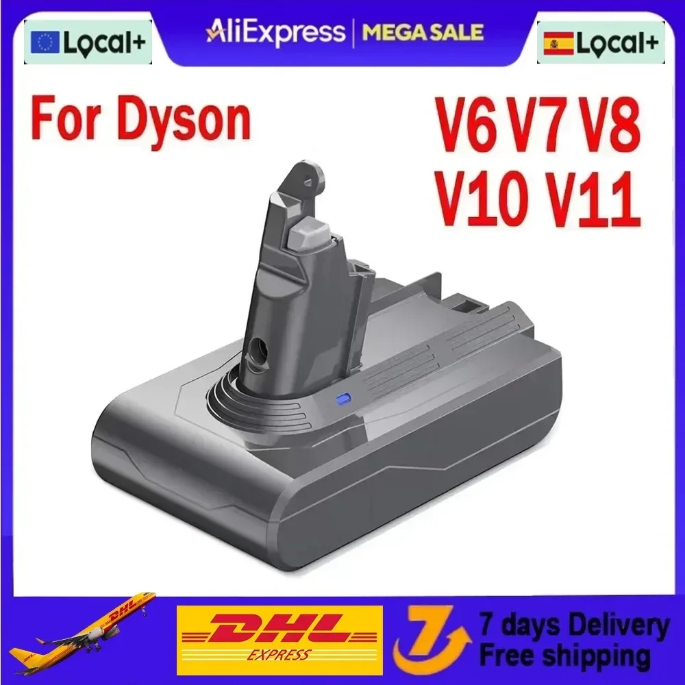 Batterie de remplacement pour aspirateur Dyson V6 V7 V8 V10 V11, 6000/8000/9800/12800mAh, alimentation longue durée Compatible originale
