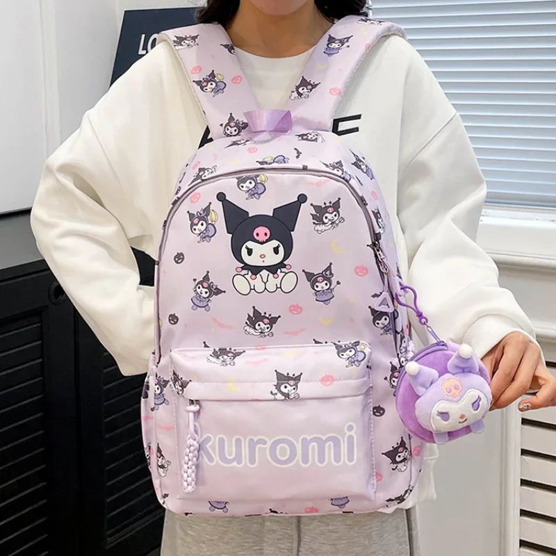 Sanrio Kuromi Hello Kitty Cute High School Student Fashion Breathable Cartoon Backpack Lightweight Large Capacity School Bag