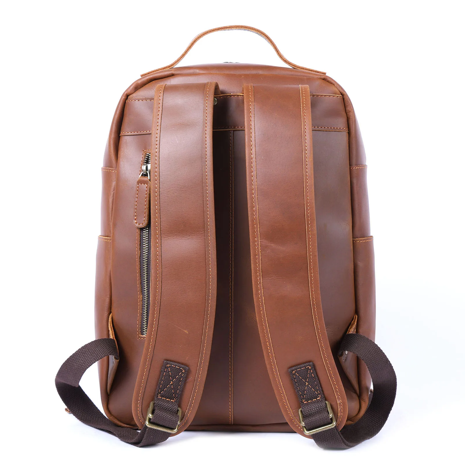S.WORKER Vintage Echtleder-Rucksack Laptop-Tasche Crazy-Horse-Leder Schultasche Outdoor-Reise-Weekender-Schultertasche – Detail 18
