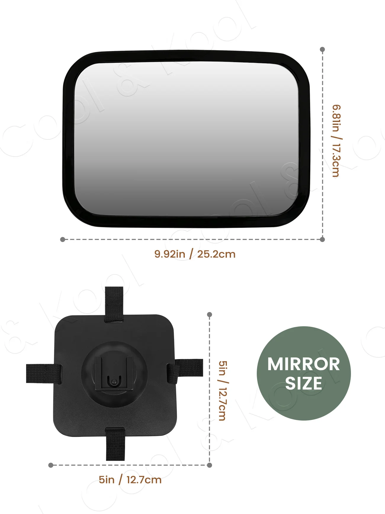 Baby Car Mirror 360° Swivel Detachable, Wide-View Convex Rear-Facing Mirror, Shatterproof Infant Safety Accessory